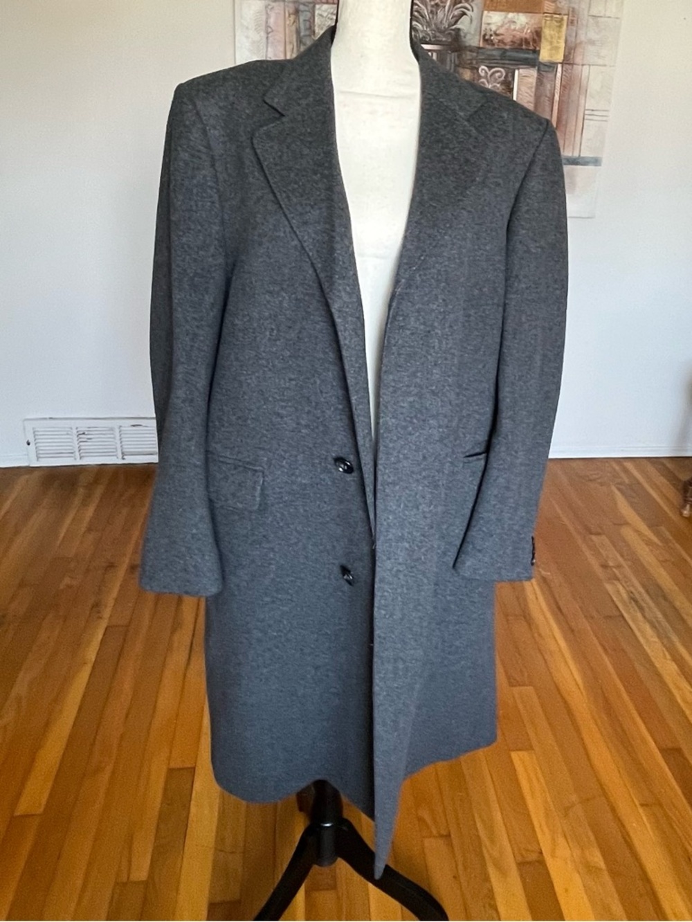 Men’s (L)100% cashmere gray top Coat vintage (EUC) - clothing